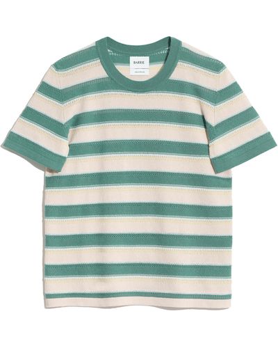 Barrie Striped Cashmere And Cotton Top - Green