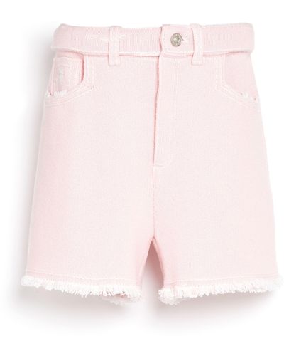 Barrie Denim Fringed Cashmere And Cotton Shorts - Pink