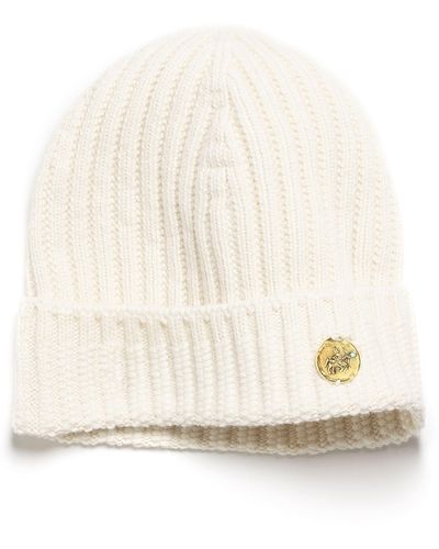 Barrie Beanie Hat In Cashmere To Be Personalised With A Zodiac Medal - White