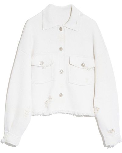 Barrie Denim Fringed Cashmere And Cotton Jacket - White