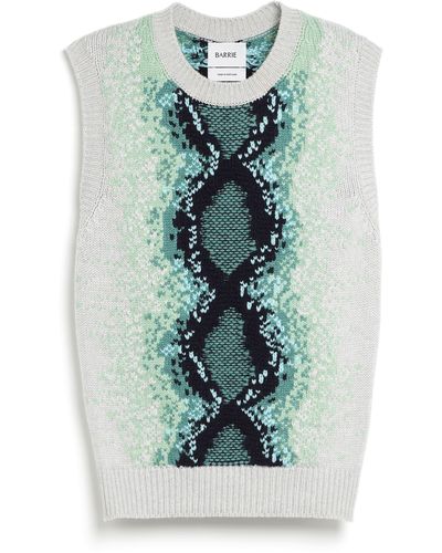 Barrie Top In Cashmere With Python Motif - Green