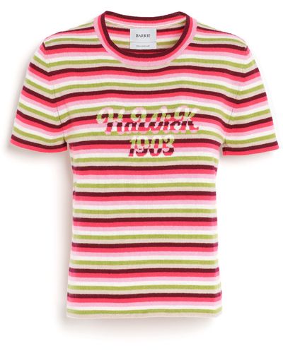Barrie Striped Cashmere Top - Red