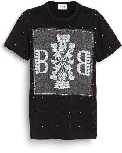 Barrie Sparkling T-shirt With Logo Cashmere Patch - Black