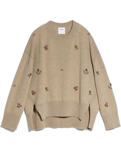 Barrie Iconic Oversized Embroidered Jumper In Cashmere - Natural
