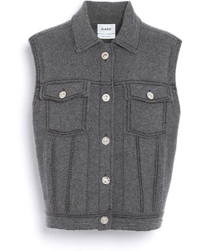 Barrie Oversized Sleeveless Denim Jacket In Cashmere And Cotton - Gray