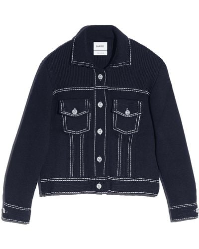 Barrie Denim Fitted Cashmere And Cotton Jacket - Blue