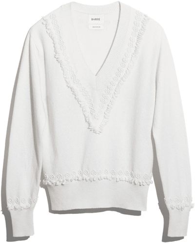 Barrie Timeless V-neck Cashmere Sweater - White