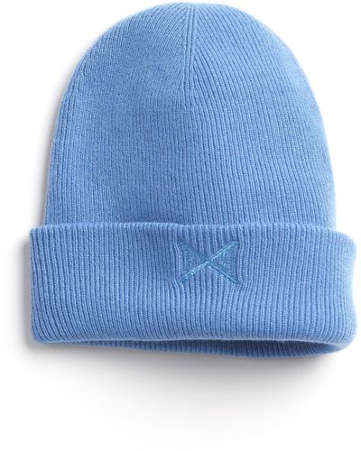 Barrie Cashmere Beanie With Embroidered Logo - Blue