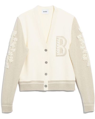 Barrie Logo V-neck Cashmere And Cotton Cardigan - White