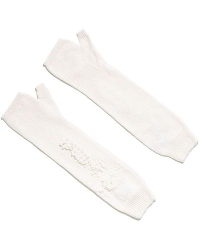 Barrie Cashmere Fingerless Gloves - White