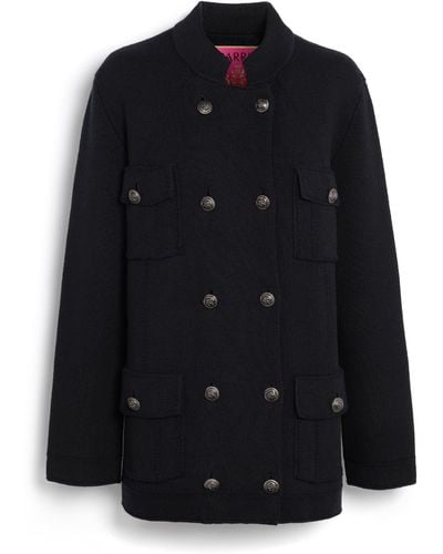 Barrie Cashmere And Cotton Military-style Jacket - Blue