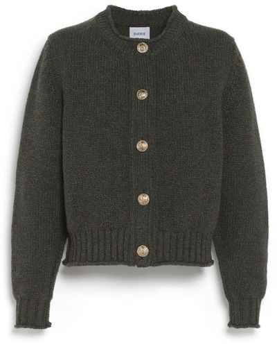 Barrie Cardigan In Chunky Cashmere With Gold Buttons - Green