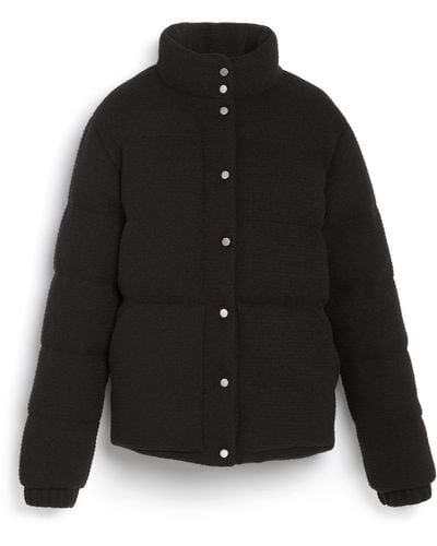 Barrie Down Jacket In Cashmere, Wool And Silk With Thin Stripes - Black