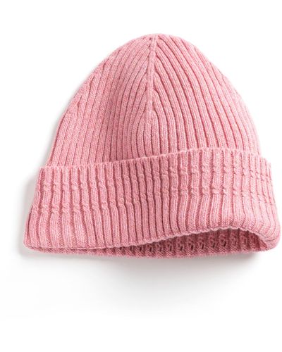 Barrie Beanie Hat In Flecked Cashmere - Pink