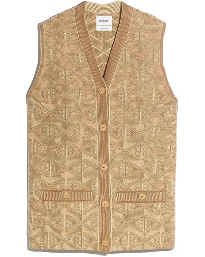 Barrie Monogrammed Waistcoat In Cashmere And Lambswool - Natural