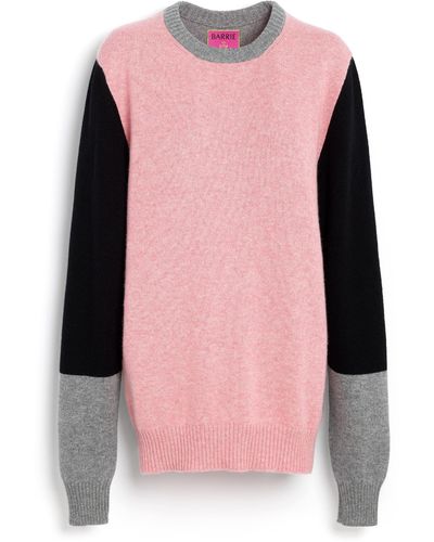 Barrie Cashmere Sweater With Coloured Inserts - Pink