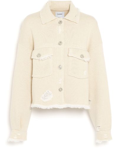 Barrie Denim Fringed Cashmere And Cotton Jacket - Natural