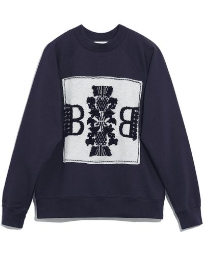 Barrie Sweatshirt With Logo Cashmere Patch - Blue