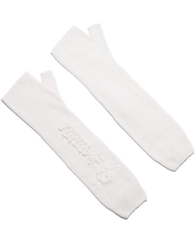 Barrie Long Cashmere Fingerless Gloves - White