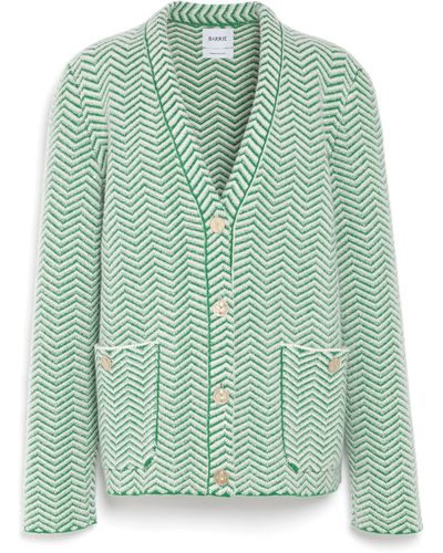 Barrie Cashmere, Wool And Silk Tailored Jacket With A Chevron Motif - Green