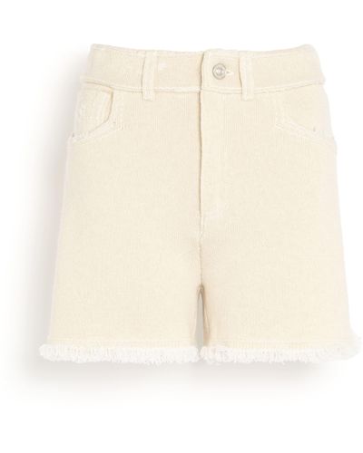 Barrie Denim Fringed Cashmere And Cotton Shorts - Natural