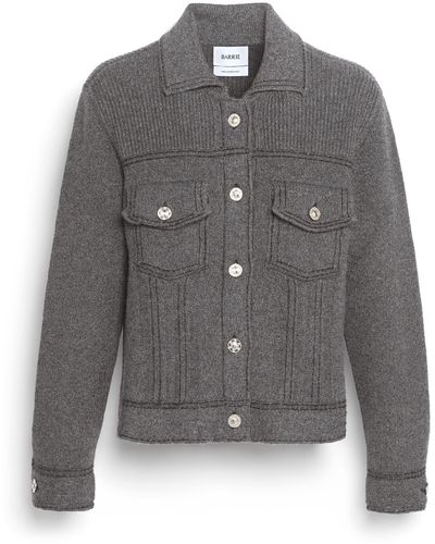 Barrie Denim Fitted Cashmere And Cotton Jacket - Gray