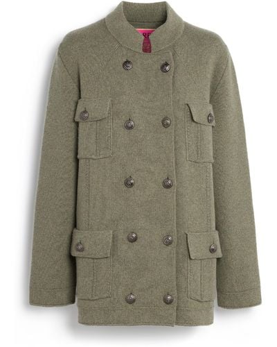 Barrie Cashmere And Cotton Military-style Jacket - Green