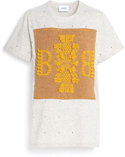 Barrie Sparkling T-shirt With Logo Cashmere Patch - Yellow