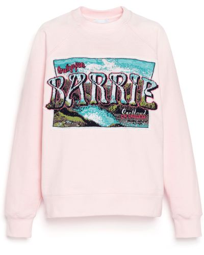 Barrie Cotton Sweatshirt With Cashmere Greetings Patch - Pink