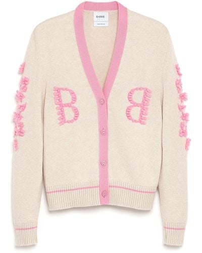 Barrie Cashmere B Logo V-neck Cardigan - Pink
