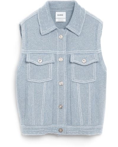 Barrie Oversized Sleeveless Denim Jacket In Cashmere And Cotton - Blue