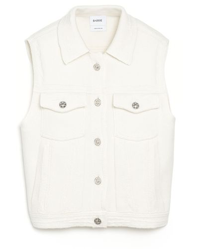Barrie Oversized Sleeveless Denim Jacket In Cashmere And Cotton - White