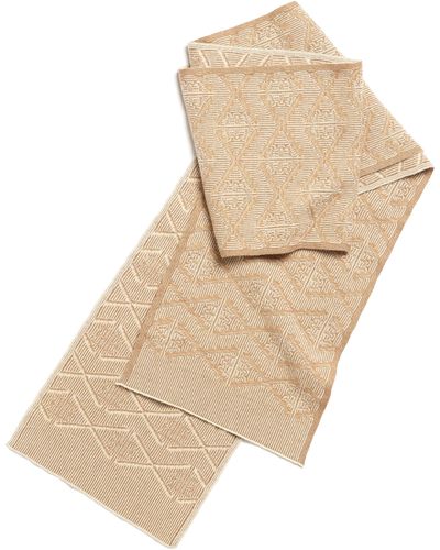 Barrie Scarf In Cashmere With A Monogram Motif - Natural