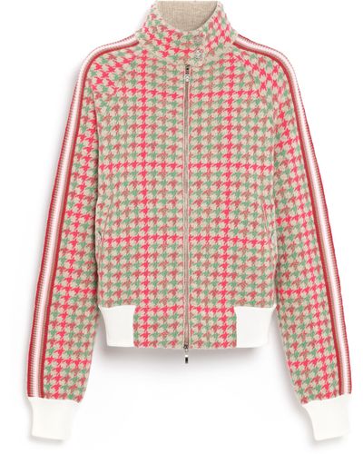 Barrie Cashmere And Wool Jacket With Houndstooth Pattern - Red