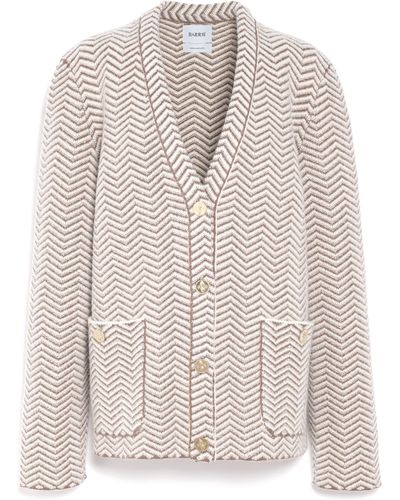 Barrie Cashmere, Wool And Silk Tailored Jacket With A Chevron Motif - White