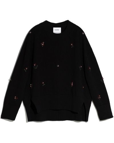 Barrie Iconic Oversized Embroidered Sweater In Cashmere - Black