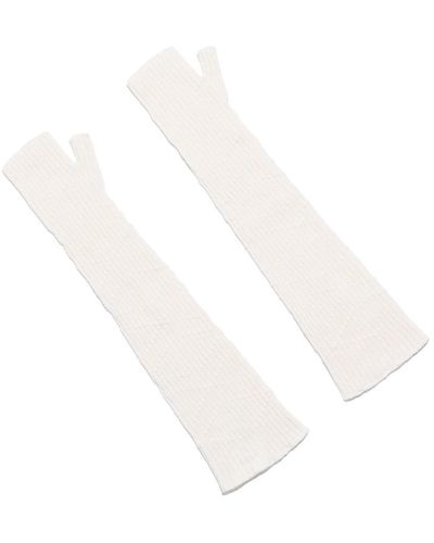 Barrie Long Cashmere Fingerless Gloves - White