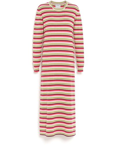 Barrie Striped Cashmere Maxi Dress - Red