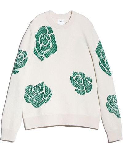 Barrie Roses Round-neck Cashmere Jumper - Green