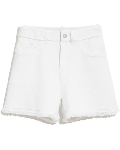Barrie Denim Fringed Cashmere And Cotton Shorts - White