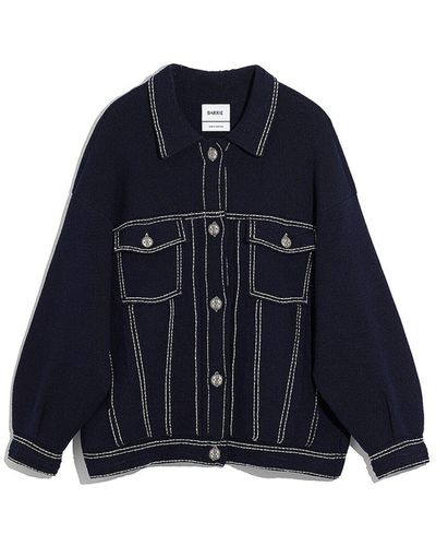 Barrie Denim Oversized Cashmere And Cotton Jacket - Blue