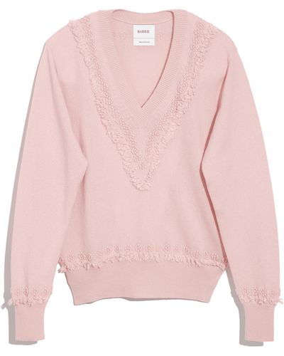 Barrie Timeless V-neck Cashmere Sweater - Pink