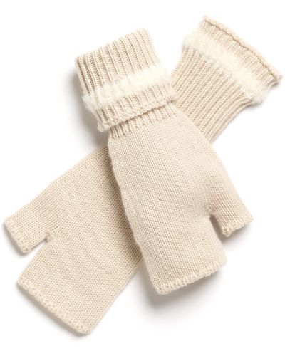 Barrie Shearling-effect Cashmere Fingerless Gloves - Natural