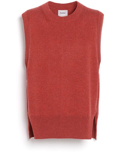 Barrie Iconic Sleeveless Cashmere Sweater - Red