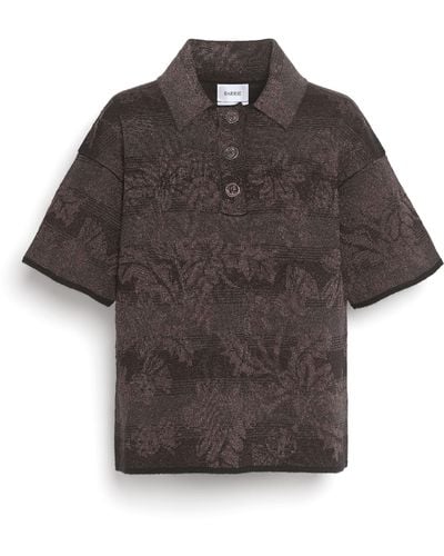 Barrie Polo Shirt In Cashmere With Thistle Motif - Grey