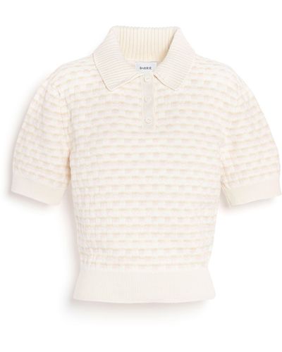 Barrie Polo Shirt In Cashmere With A Graphic Motif - White