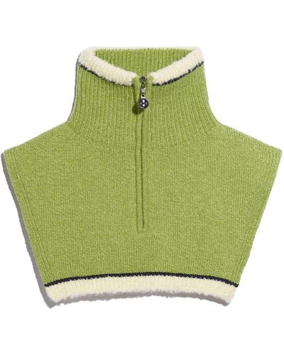 Barrie Shearling Collar In Cashmere And Alpaca - Green