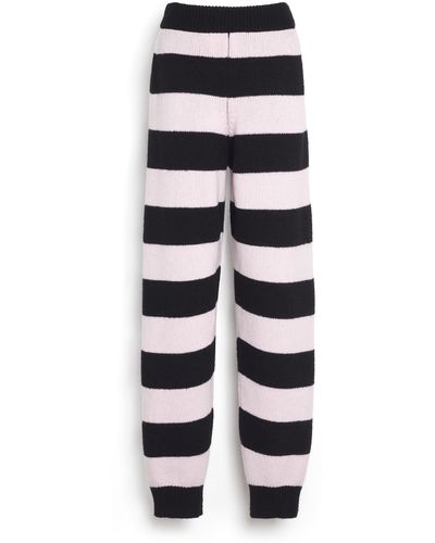 Barrie Striped Cashmere Trousers - Black
