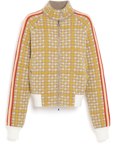 Barrie Cashmere And Wool Jacket With Houndstooth Pattern - Yellow