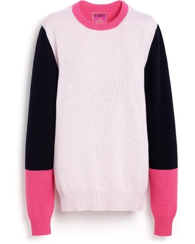 Barrie Cashmere Sweater With Coloured Inserts - Pink